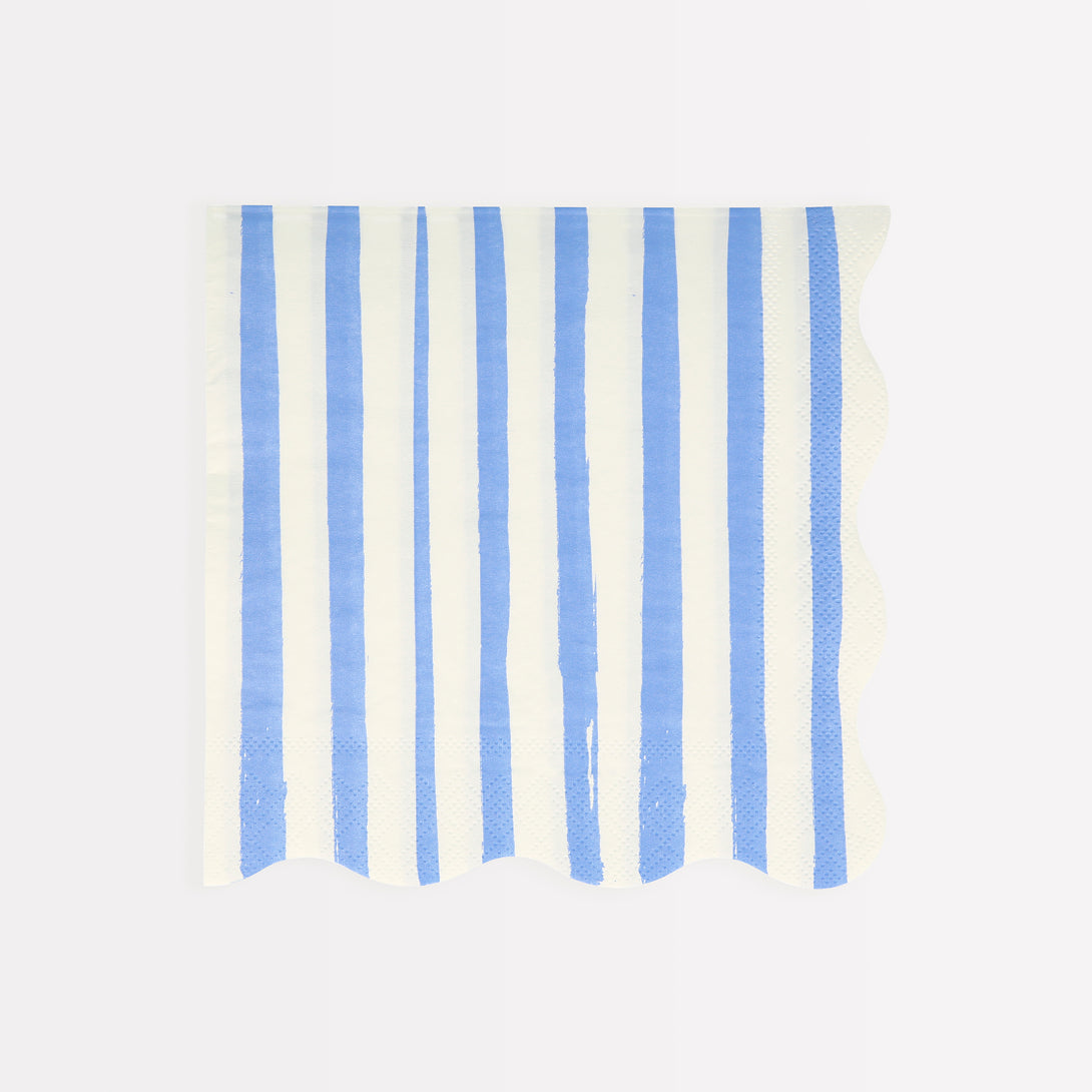 Our scalloped napkins, with bright stripes, are really stylish paper napkins.