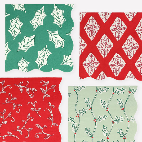 Our paper napkins give a vintage look to your Christmas table decorations.