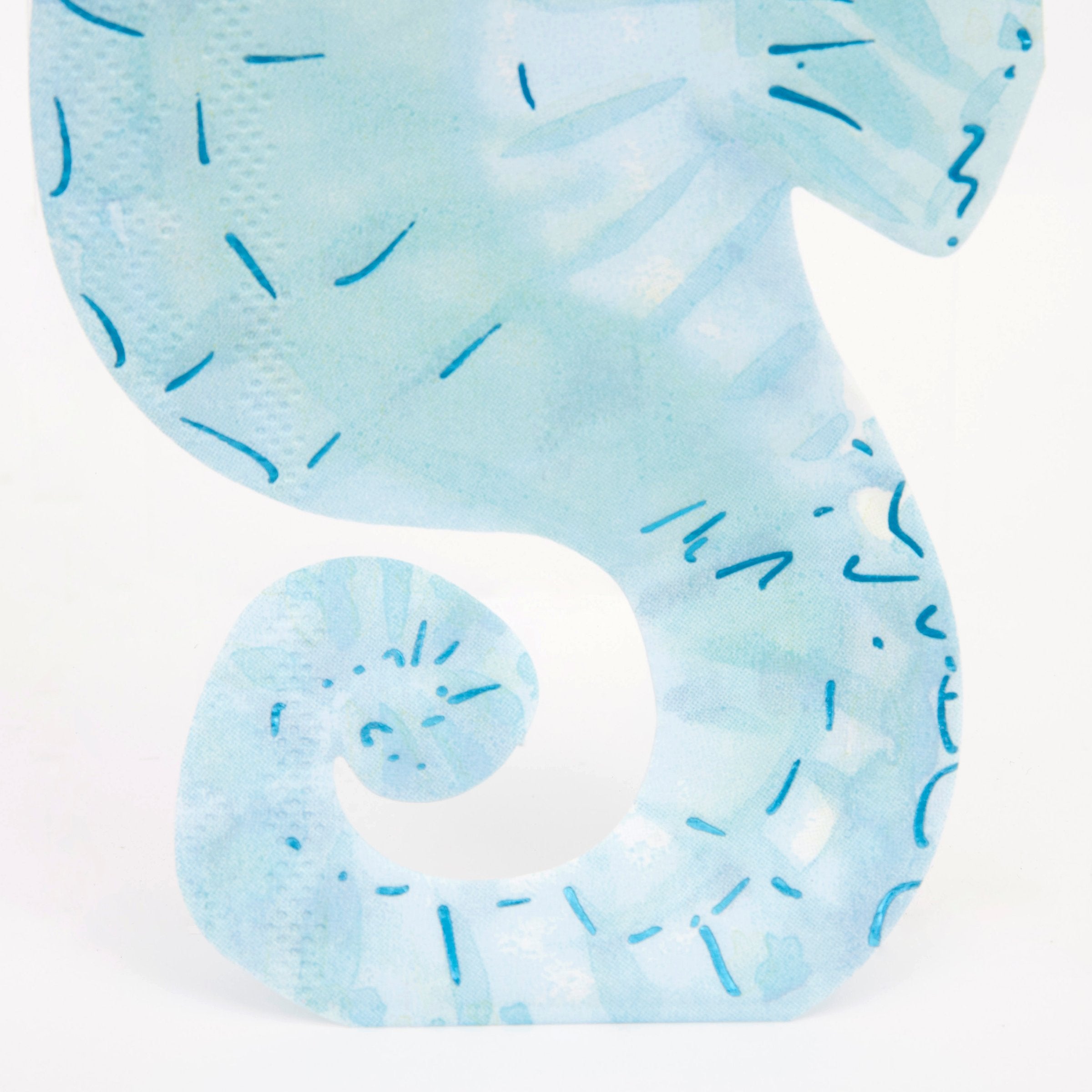 Our beautiful blue seahorse napkins are perfect for an under the sea party.