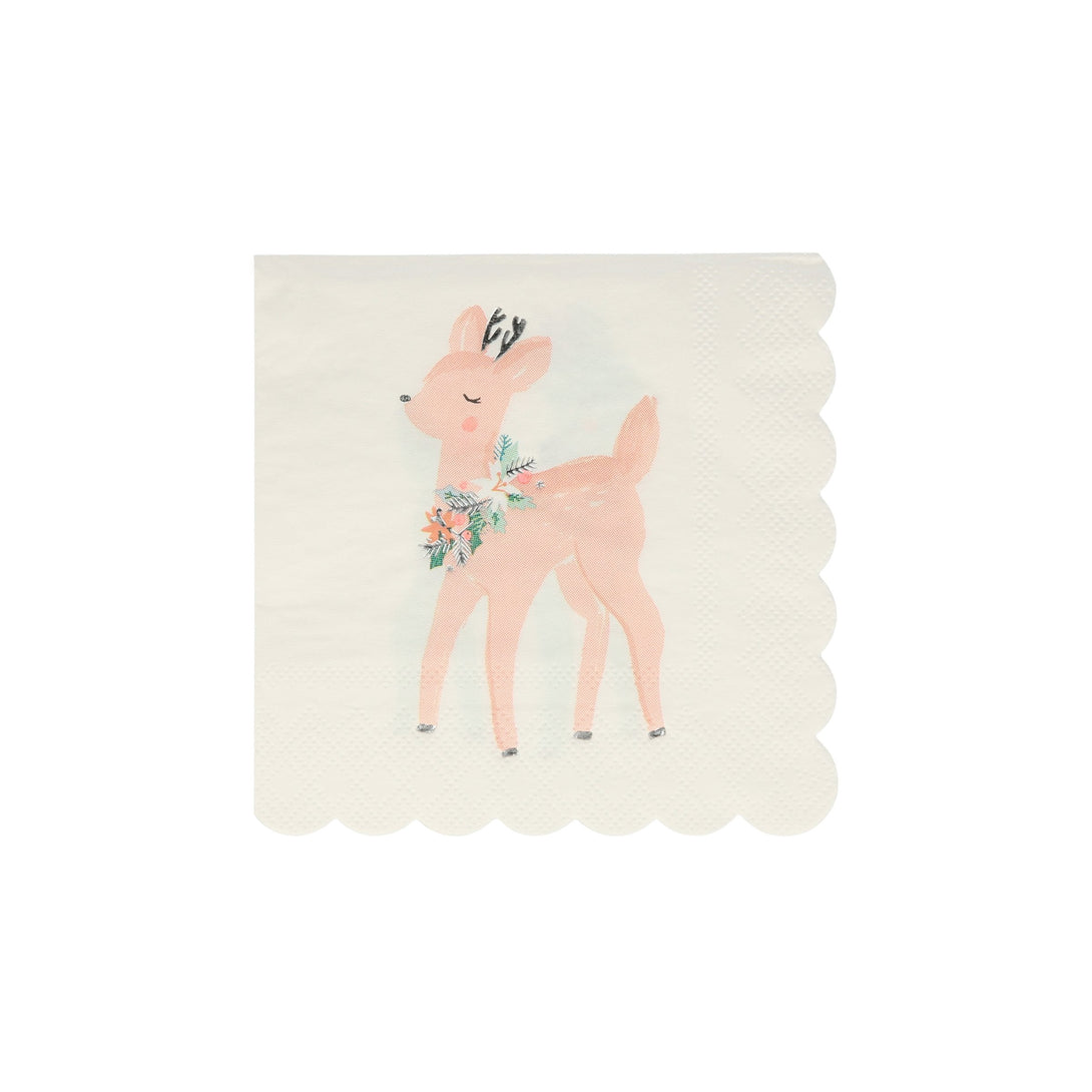 Add an adorable touch to your Christmas dinner with our decorative napkins featuring pastel reindeers.