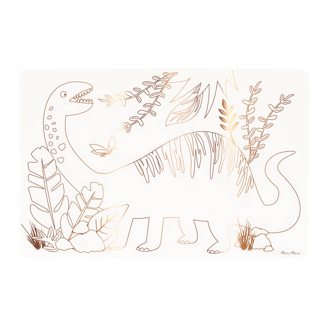 Coloring time is here, with out special kids placemats featuring dinosaurs, perfect for a dinosaur party.