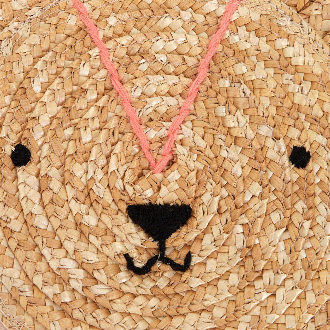 Lion Cross Body Straw Bag