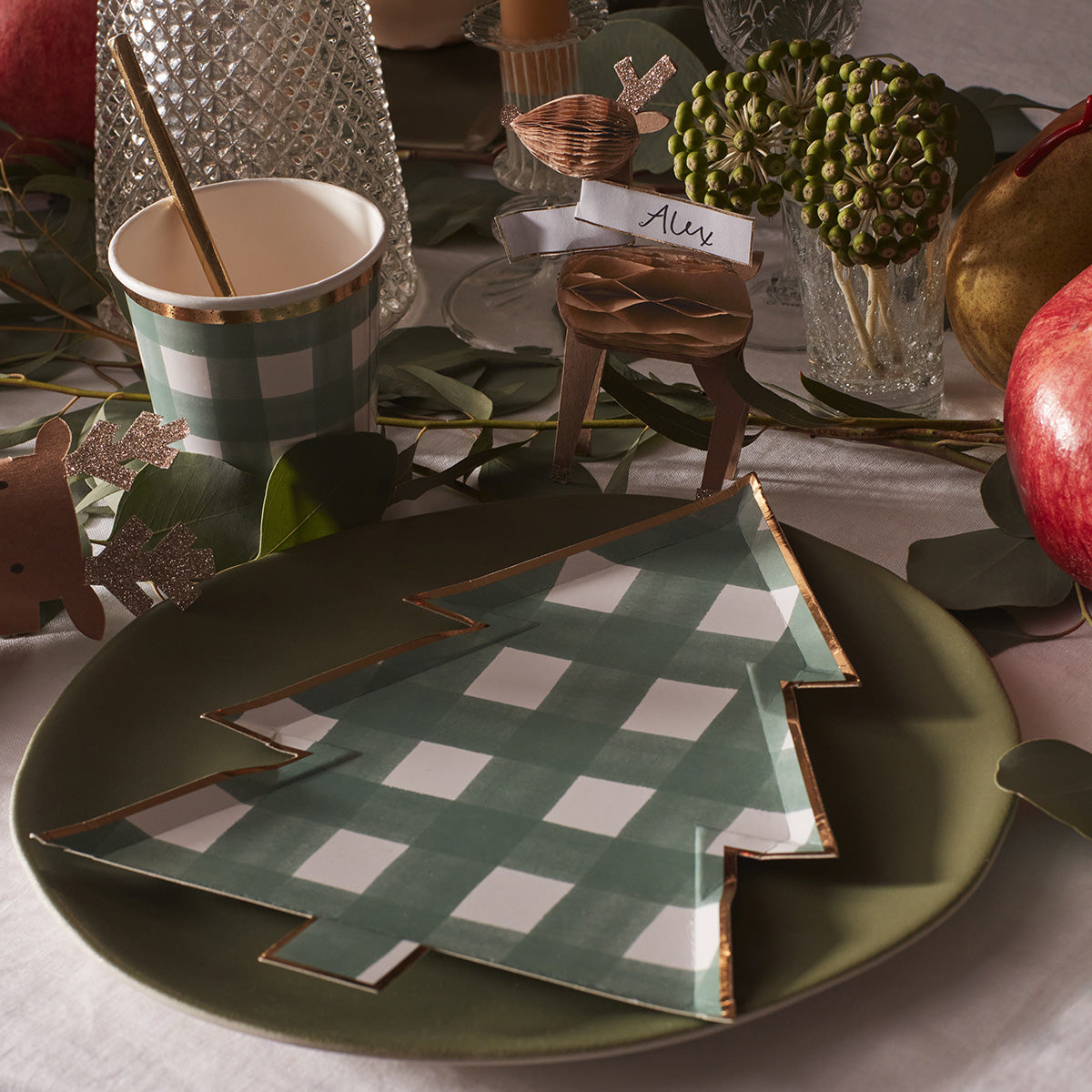 Our Christmas tree plates, with gorgeous gingham design, will look spectacular at your Christmas table setting.