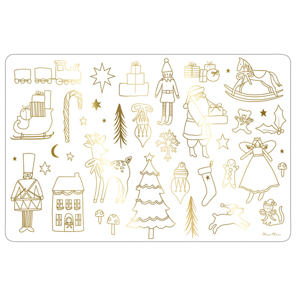 Our Christmas placemats are also coloring sheets for kids, with fabulous goil foil illustrations. Image3