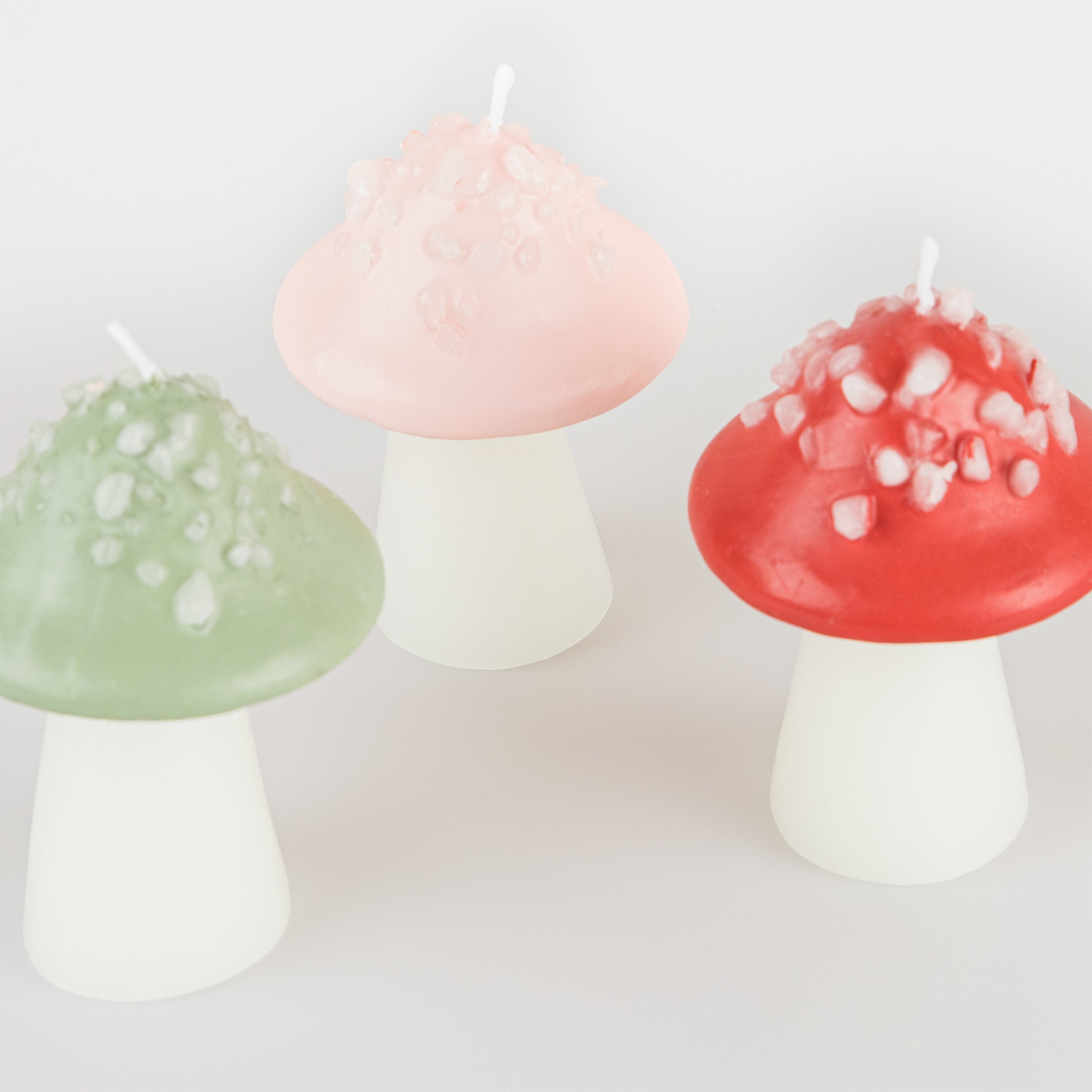 Our party candles, in the shape of 3D mushrooms, are perfect as candle decorations and as a hostess gift.