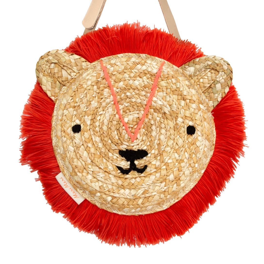 Lion Cross Body Straw Bag