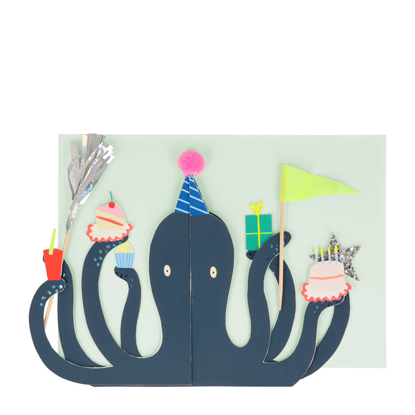 Our octopus card is the perfect 3D birthday card for kids or for an under-the-sea birthday party. Image2