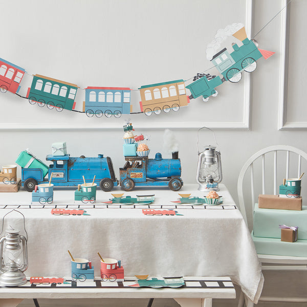 Our party plates, in the shape of trains, are the perfect kids plates for a train birthday party. Image2