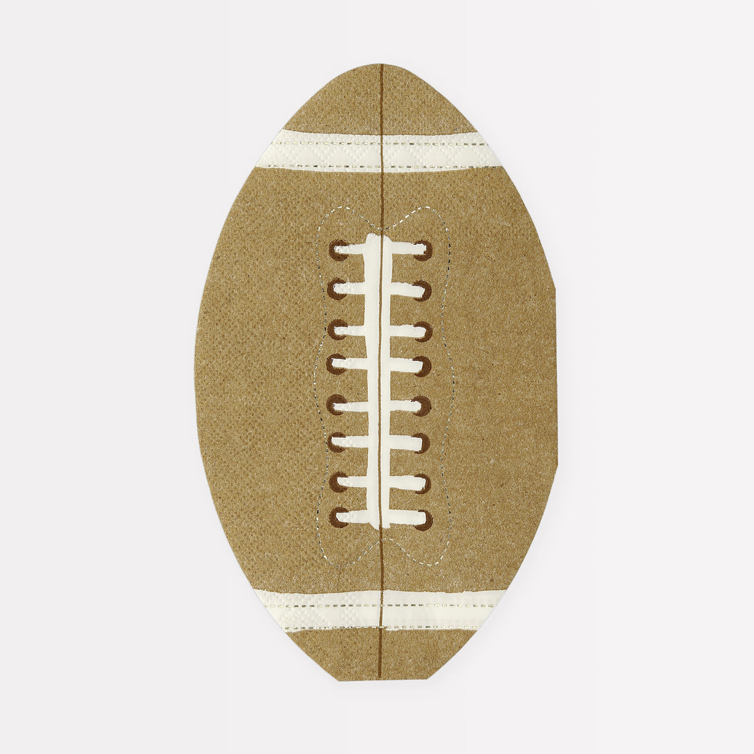 Our party napkins, shaped like an football, are perfect for sport  birthday party themes.