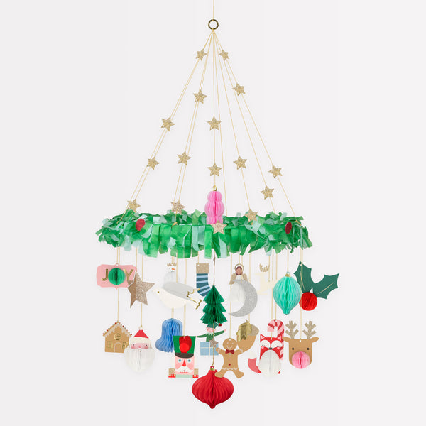 Our Christmas chandelier makes the perfect Christmas hanging decoration, it includes classic Christmas characters and lots of glitter!