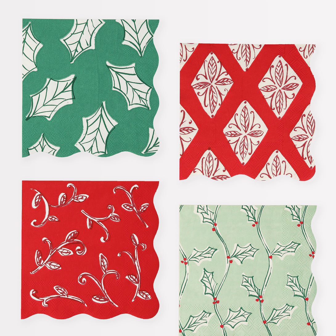 Our party napkins feature stylish designs for a vintage look, ideal as cocktail napkins or for Christmas party supplies.