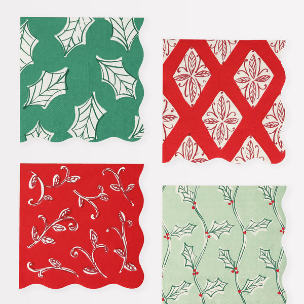 Our party napkins feature stylish designs for a vintage look, ideal as cocktail napkins or for Christmas party supplies.