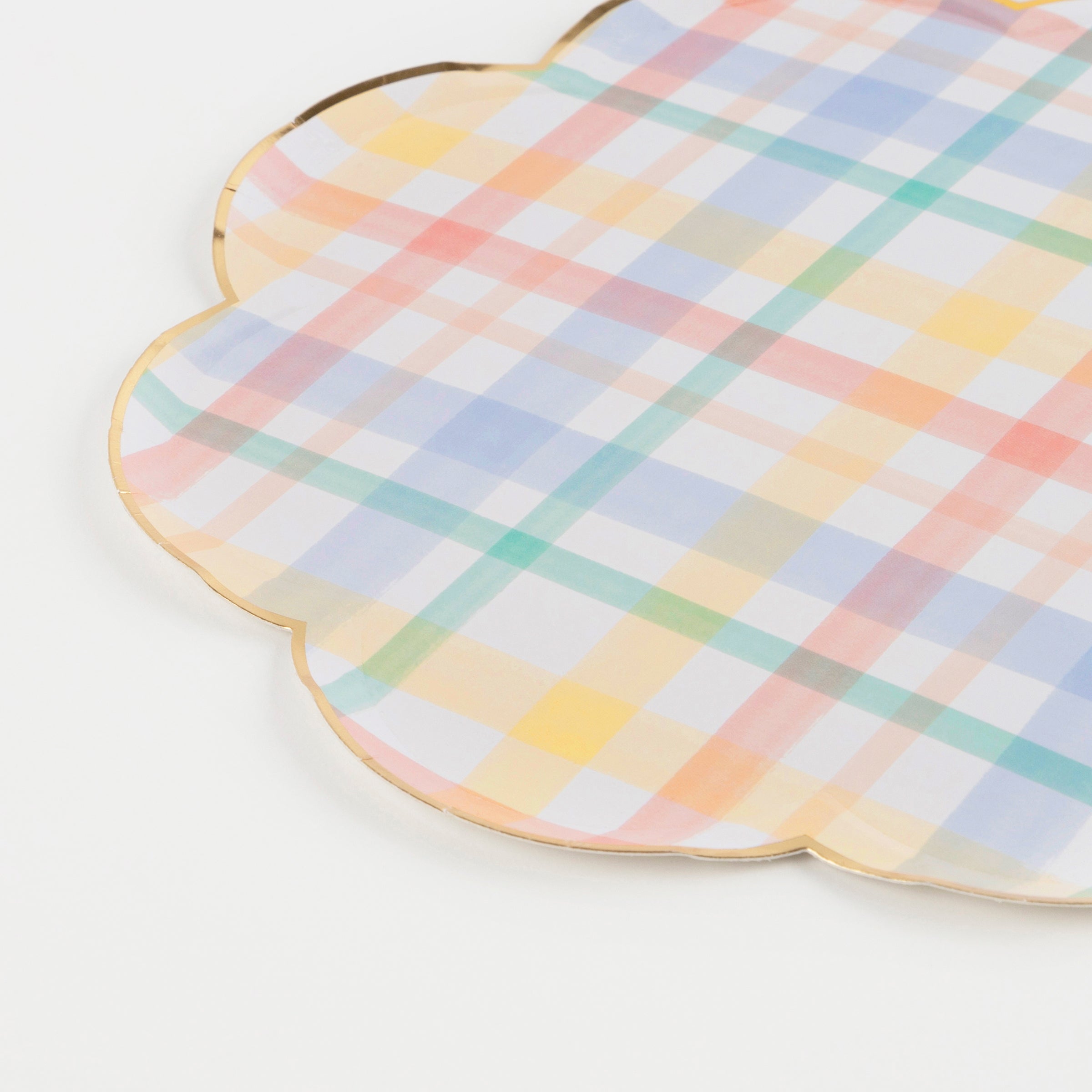 Our stylish paper plates with soft muted colors are perfect for kids birthday party ideas.
