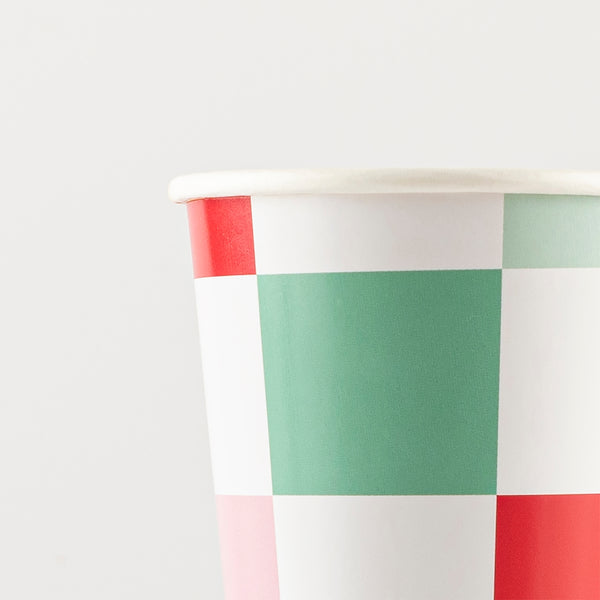 Our party cups, with colorful checks, are perfect for Christmas cocktails. Image2