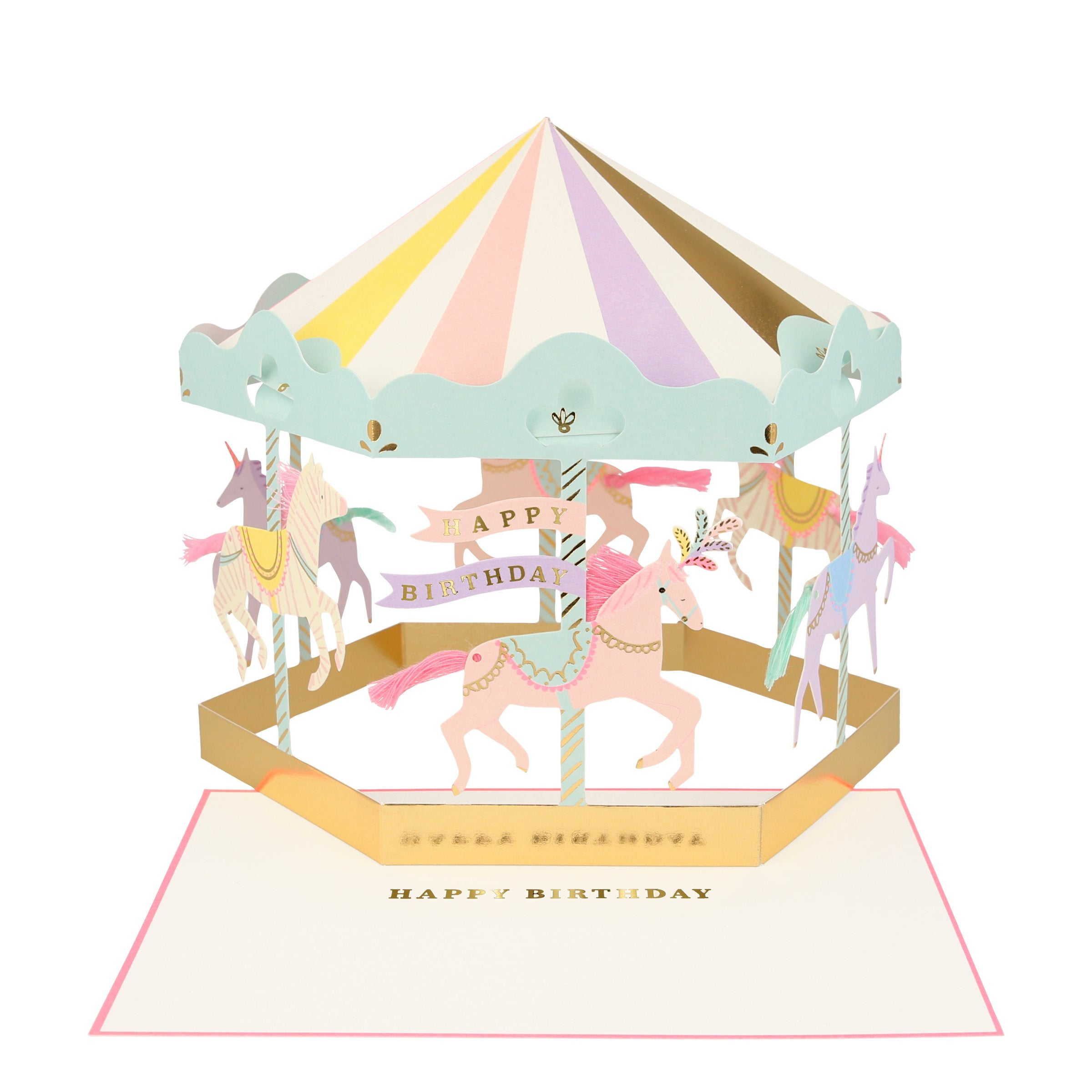 Our special 3D carousel card is perfect for a girls birthday card.