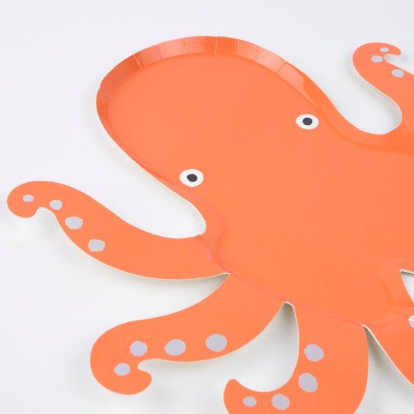 Our octopus red plates are perfect for an under-the sea party or cocktail party. Image3