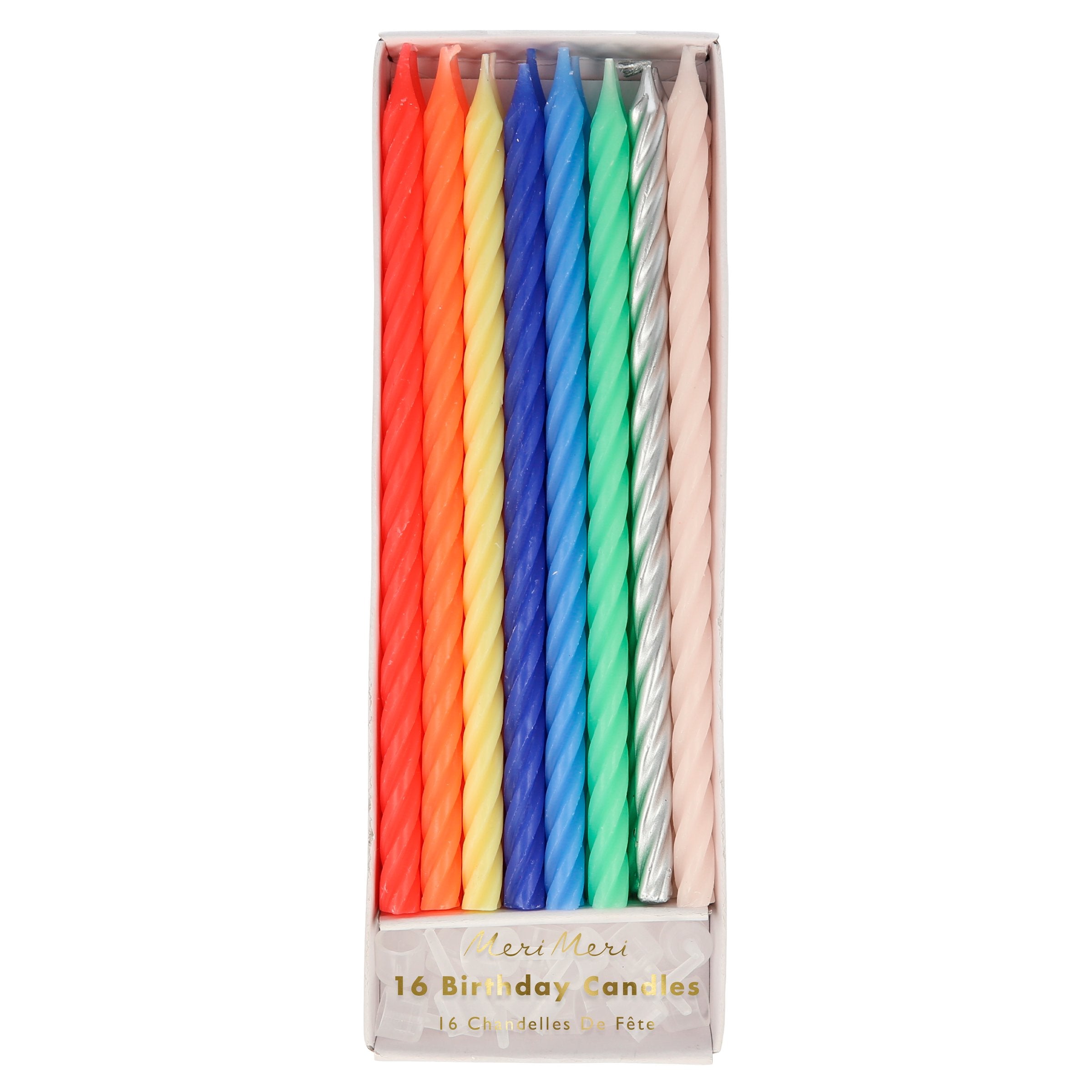 These bright neon candles, with a twisted effect, will look on your party cake.