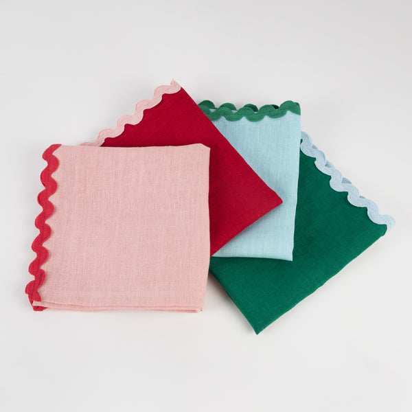 Meri Meri Colorful Ric Rac Fabric Napkins (X 6)