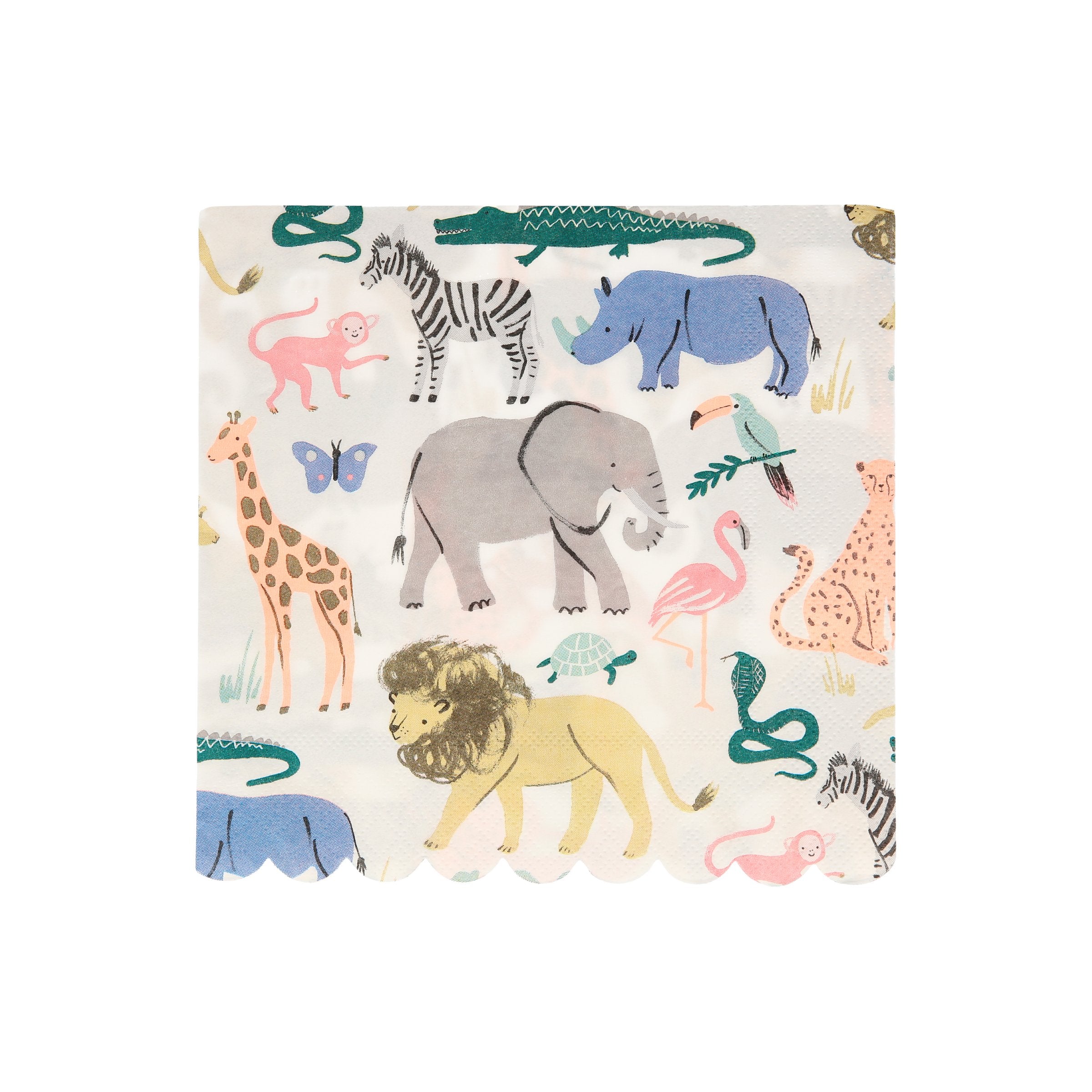 Our 3 play napkins, featuring safari animals, are perfect for a safari party.