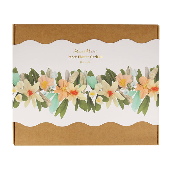 Our beautiful paper flower garland is made with crepe paper flowers and leaves and has a gorgeous gingham ribbon. Image5