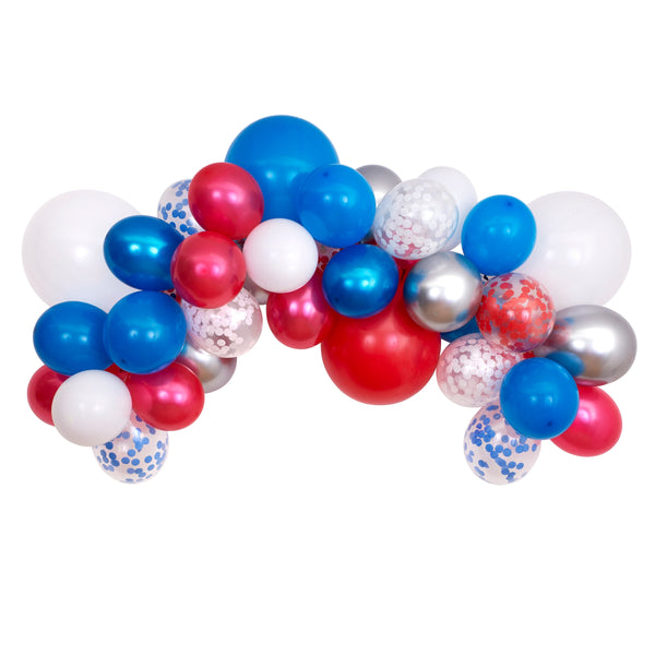 Our Independence Day balloon garland kit, with red, blue, white and silver balloons looks amazing. Image2