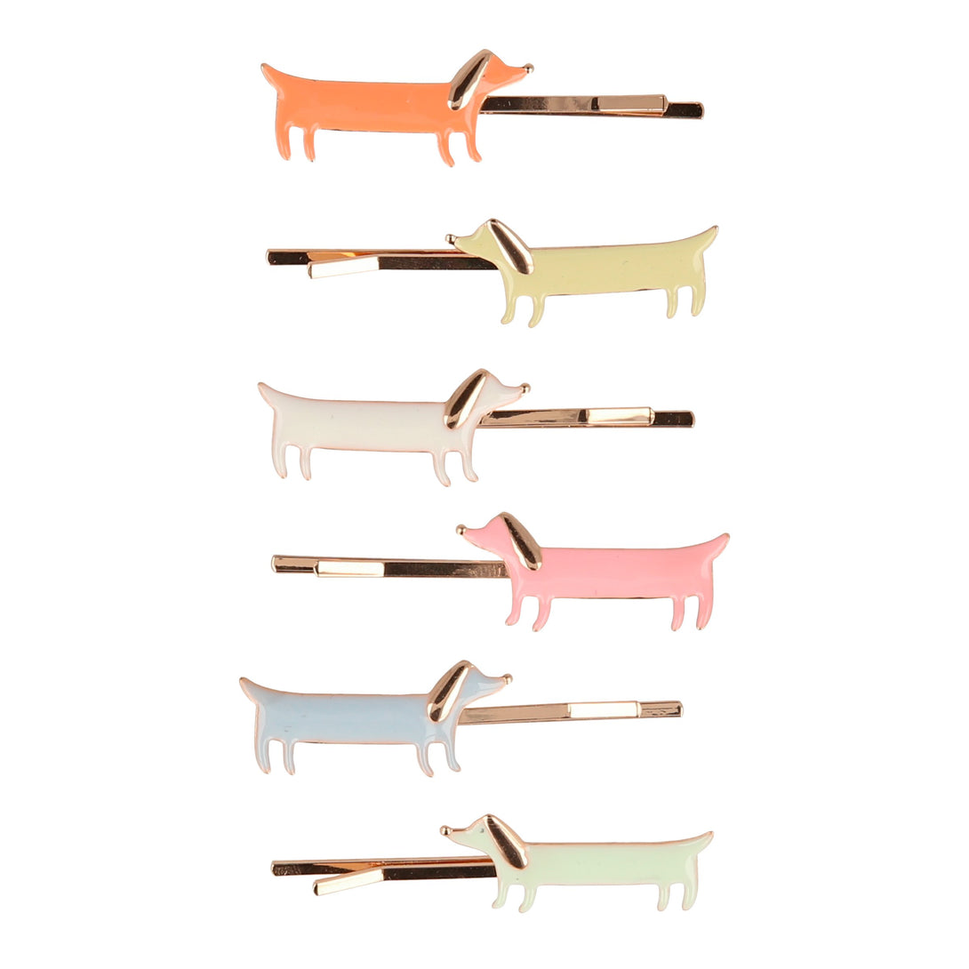 Our colorful sausage dog hair slides are on trend hair accessories for kids.