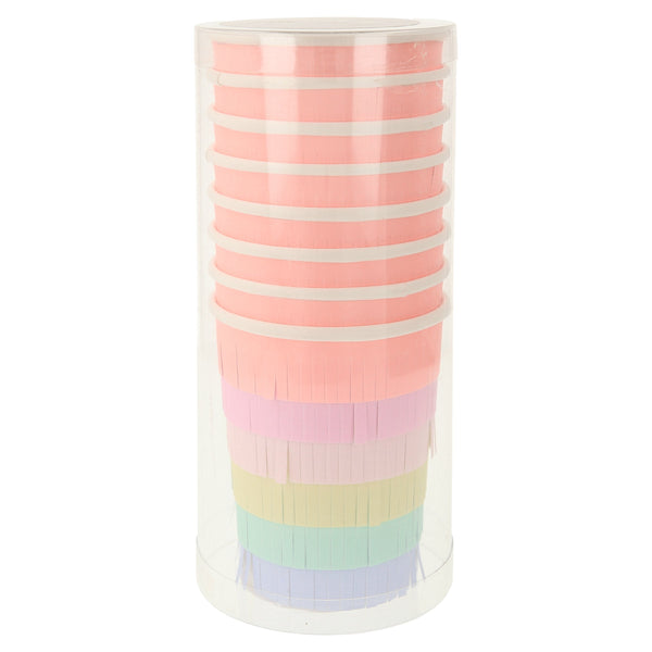 These rainbow party cups are crafted with bright layers of fringed tissue paper for a fabulous effect. Image3