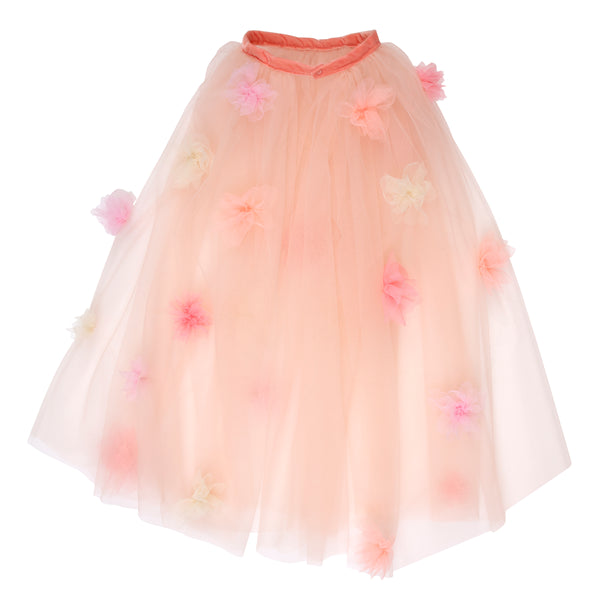 Our kids cape is crafted from tulle with tulle flower embellishments. Image7