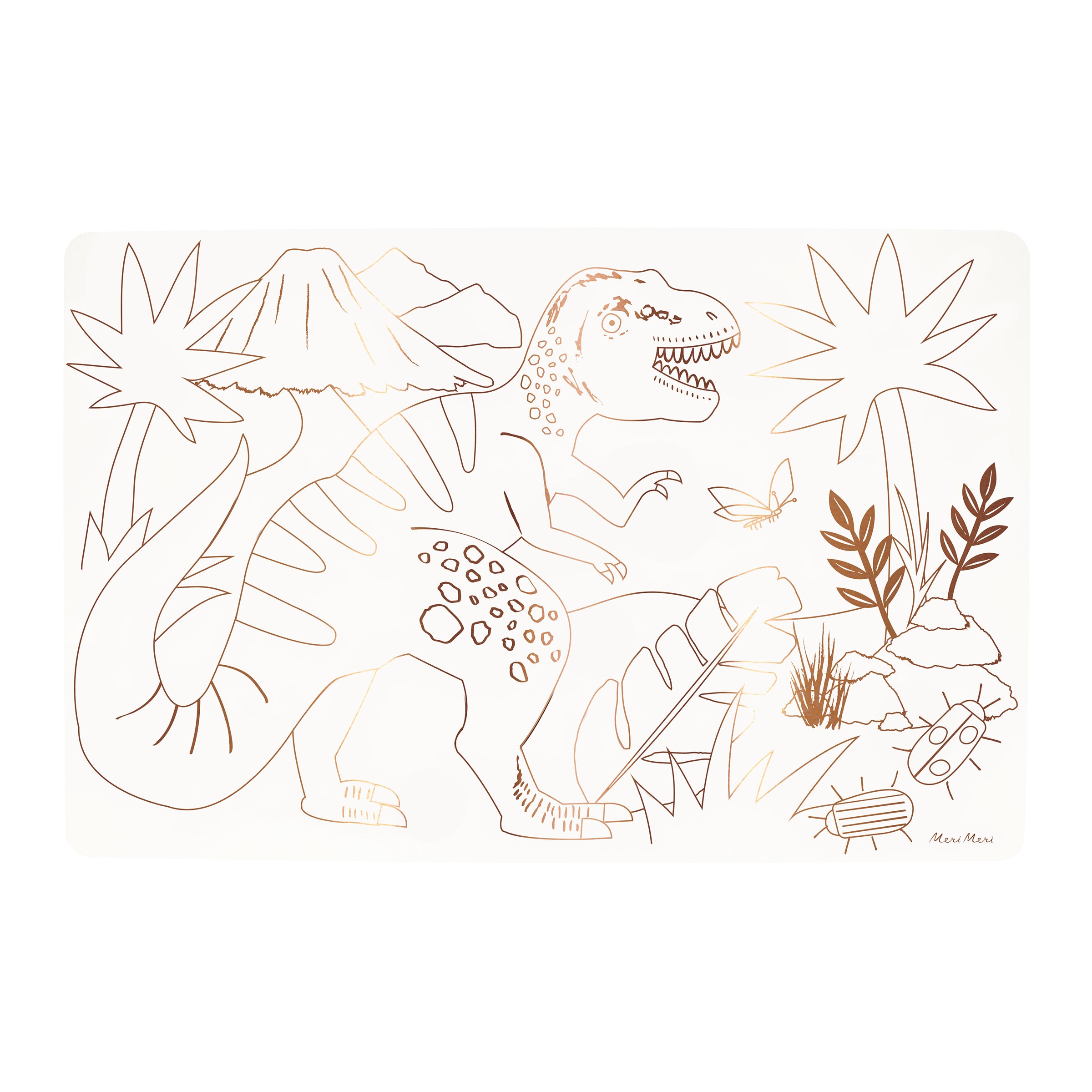 Coloring time is here, with out special kids placemats featuring dinosaurs, perfect for a dinosaur party.