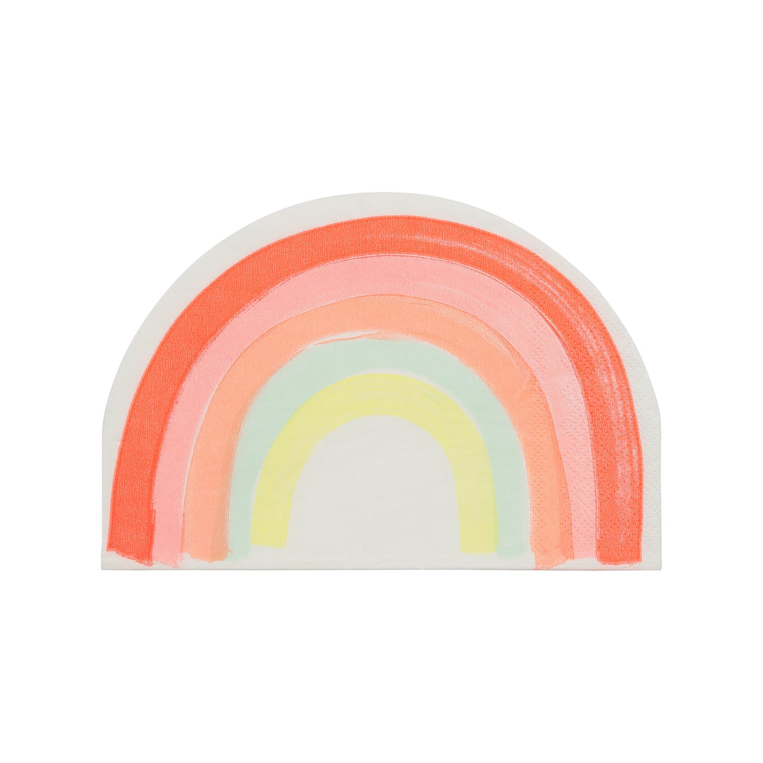 These cheerful napkins are crafted in the shape of a rainbow, with bright neon colors.