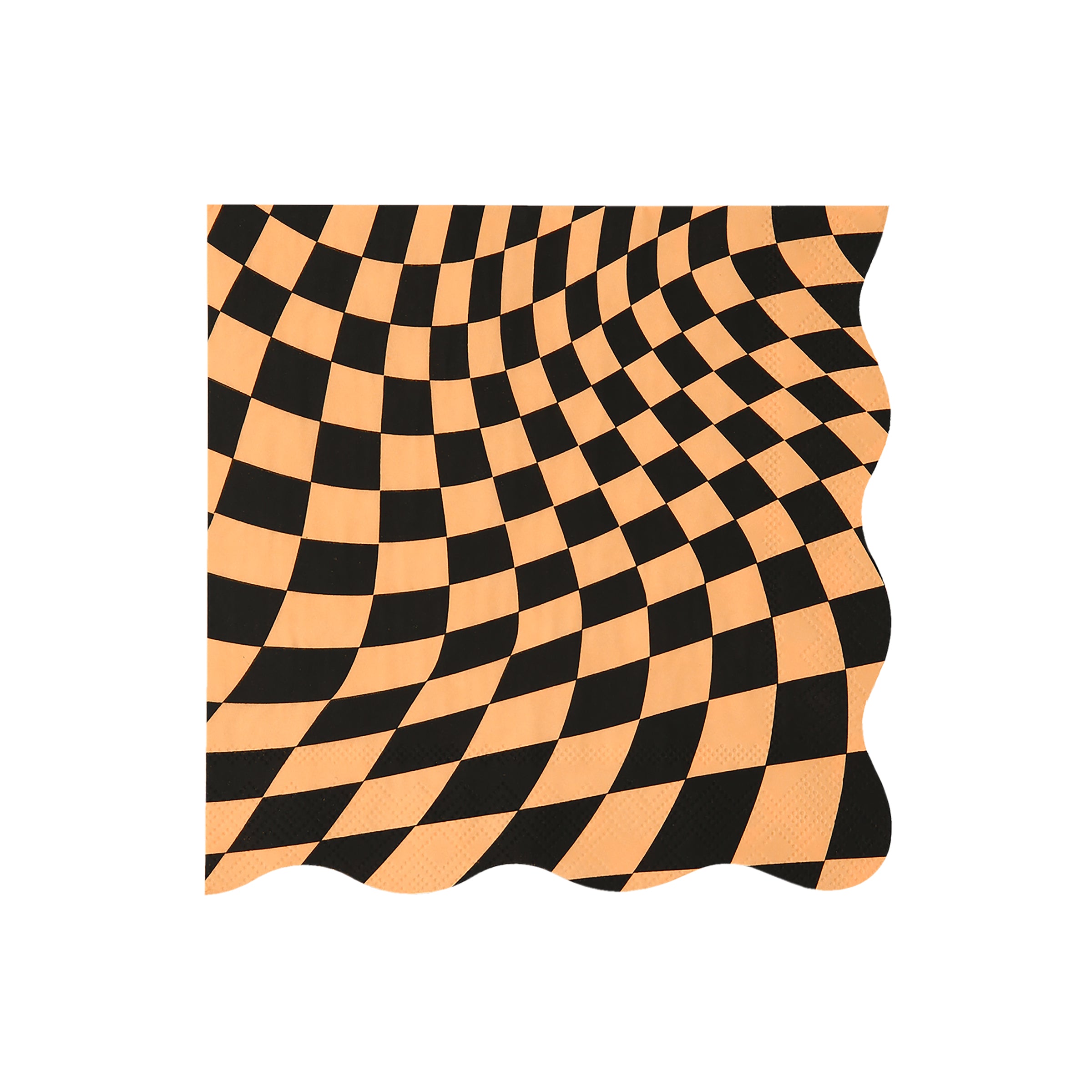 Our party napkins have a swirling black checkered pattern perfect go add to your Halloween party ideas.