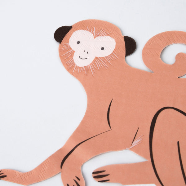 Our party napkins, crafted in the shape of a monkey, are ideal for a jungle birthday party or safari party. Image3