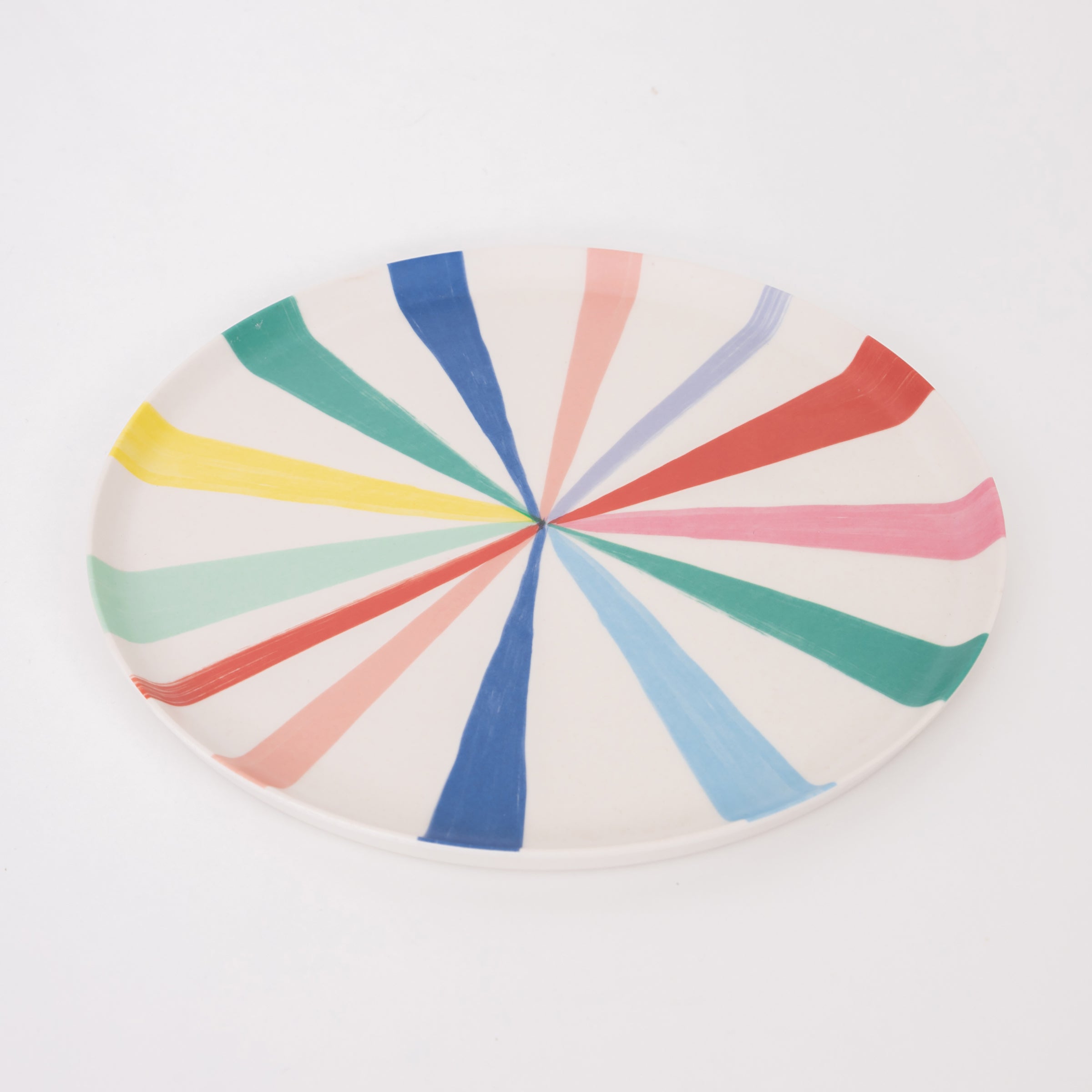Our bamboo plates, designed to be reusable plates, feature bright colors making them ideal as large party plates for any party theme.