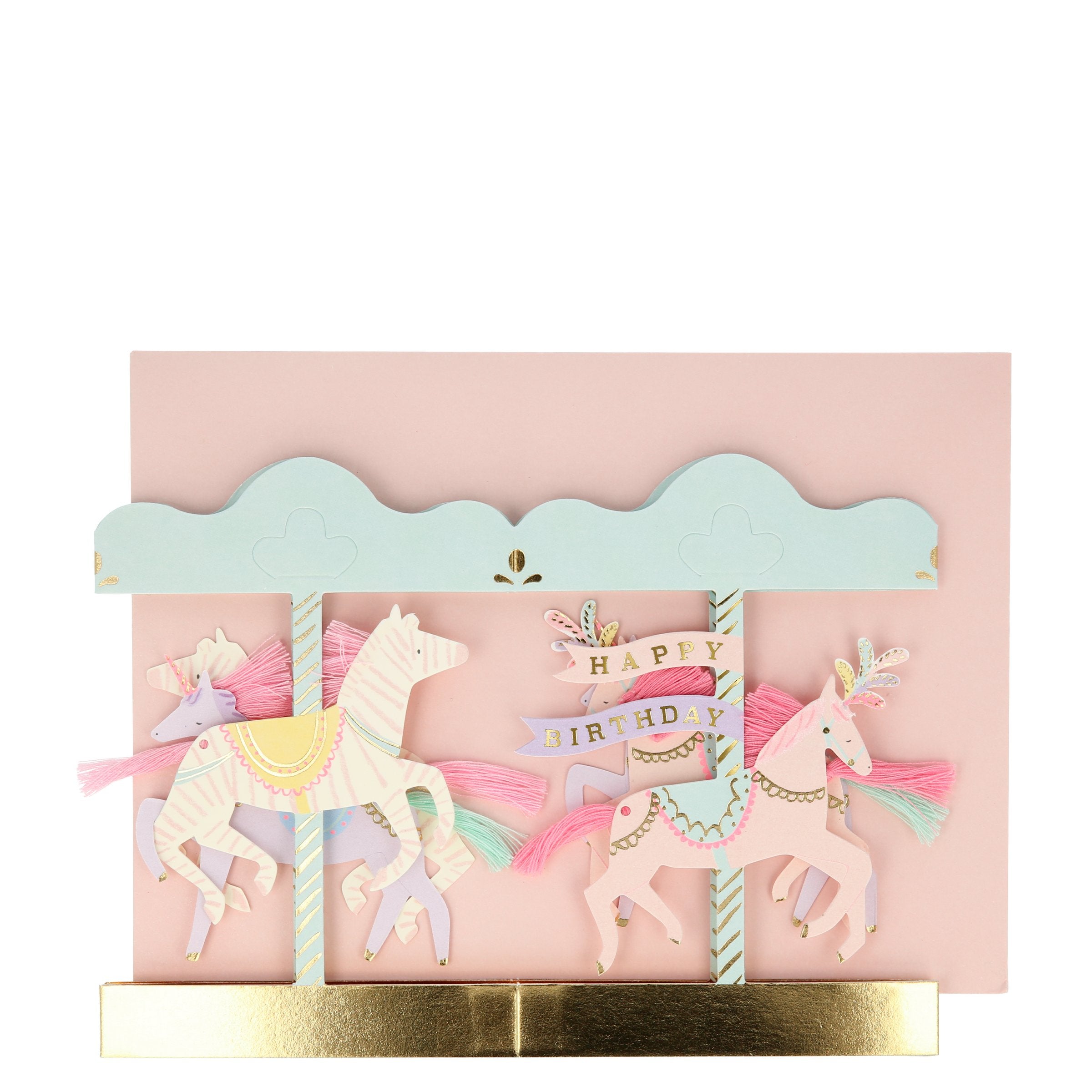 Our special 3D carousel card is perfect for a girls birthday card.