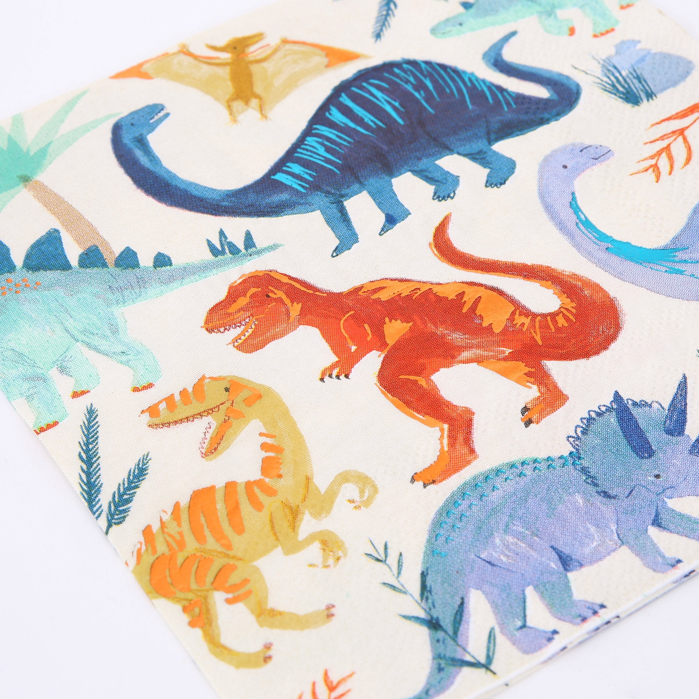 If you're looking for dinosaur party decoration ideas, then you'll our colorful dinosaur paper napkins.