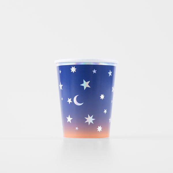 Our party cups, with moons and stars, are ideal for a wizard party, witch party or if you need Halloween party ideas.