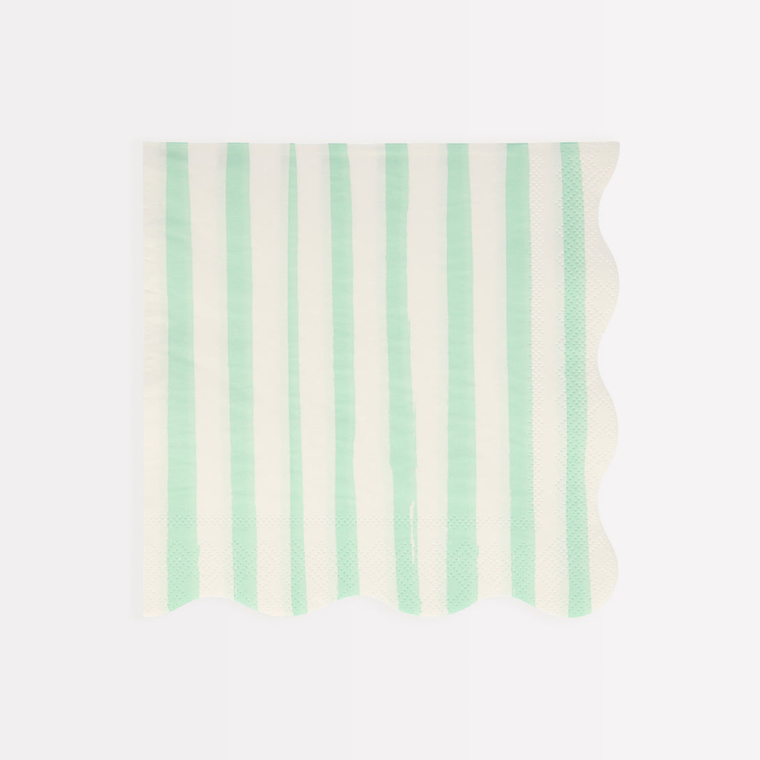 Our scalloped napkins, with bright stripes, are really stylish paper napkins.