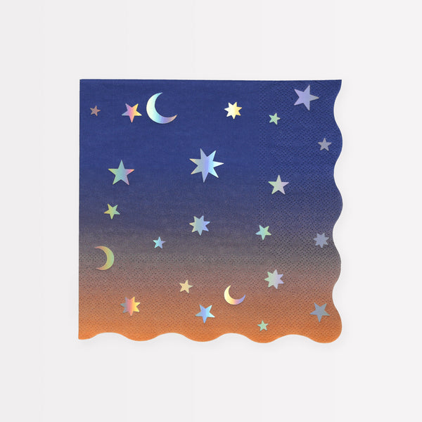 Our paper napkins, featuring stars and moons, are perfect for a magic party, witch party, wizard party or for your Halloween party ideas.