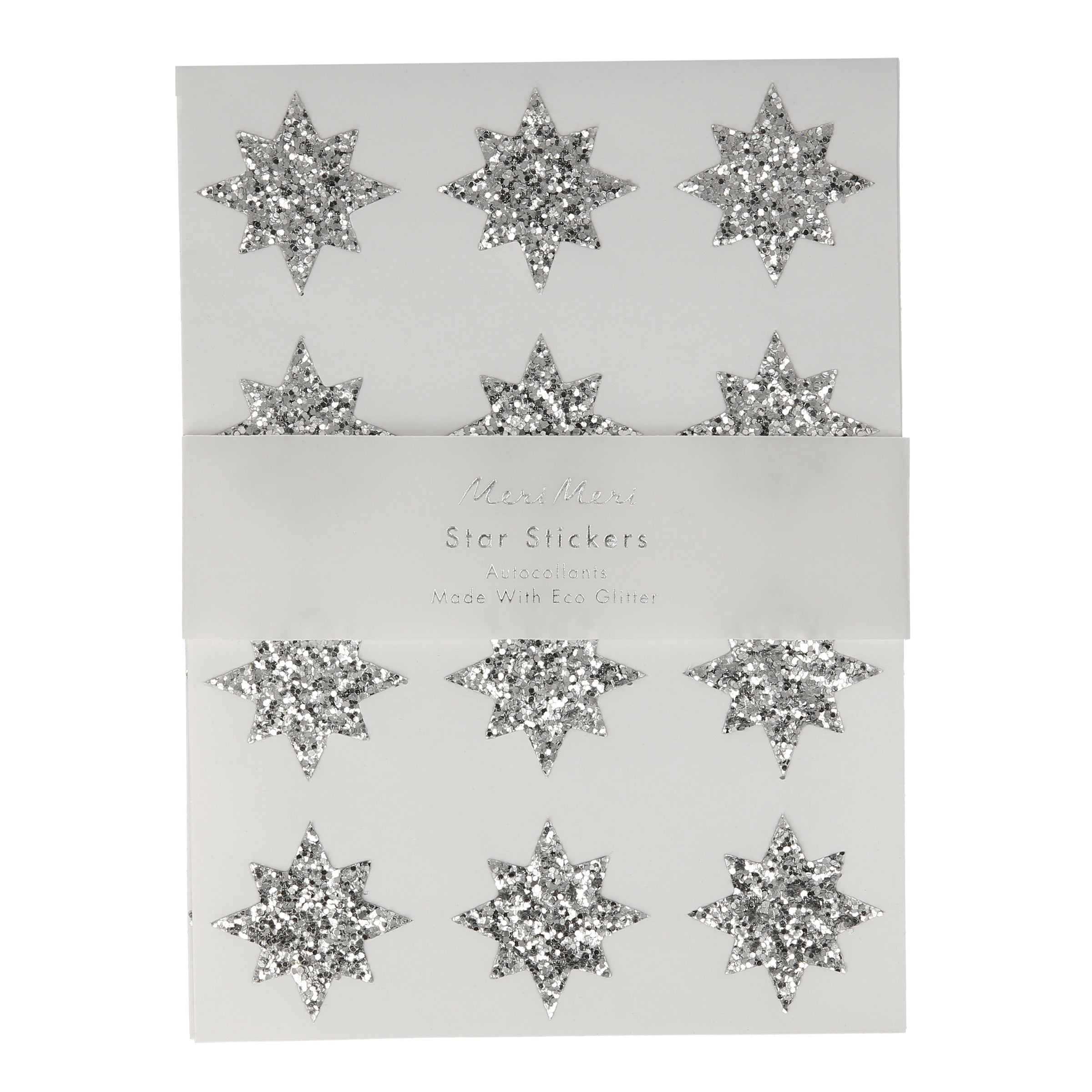 Meri Meri Silver Eco Glitter Star Stickers