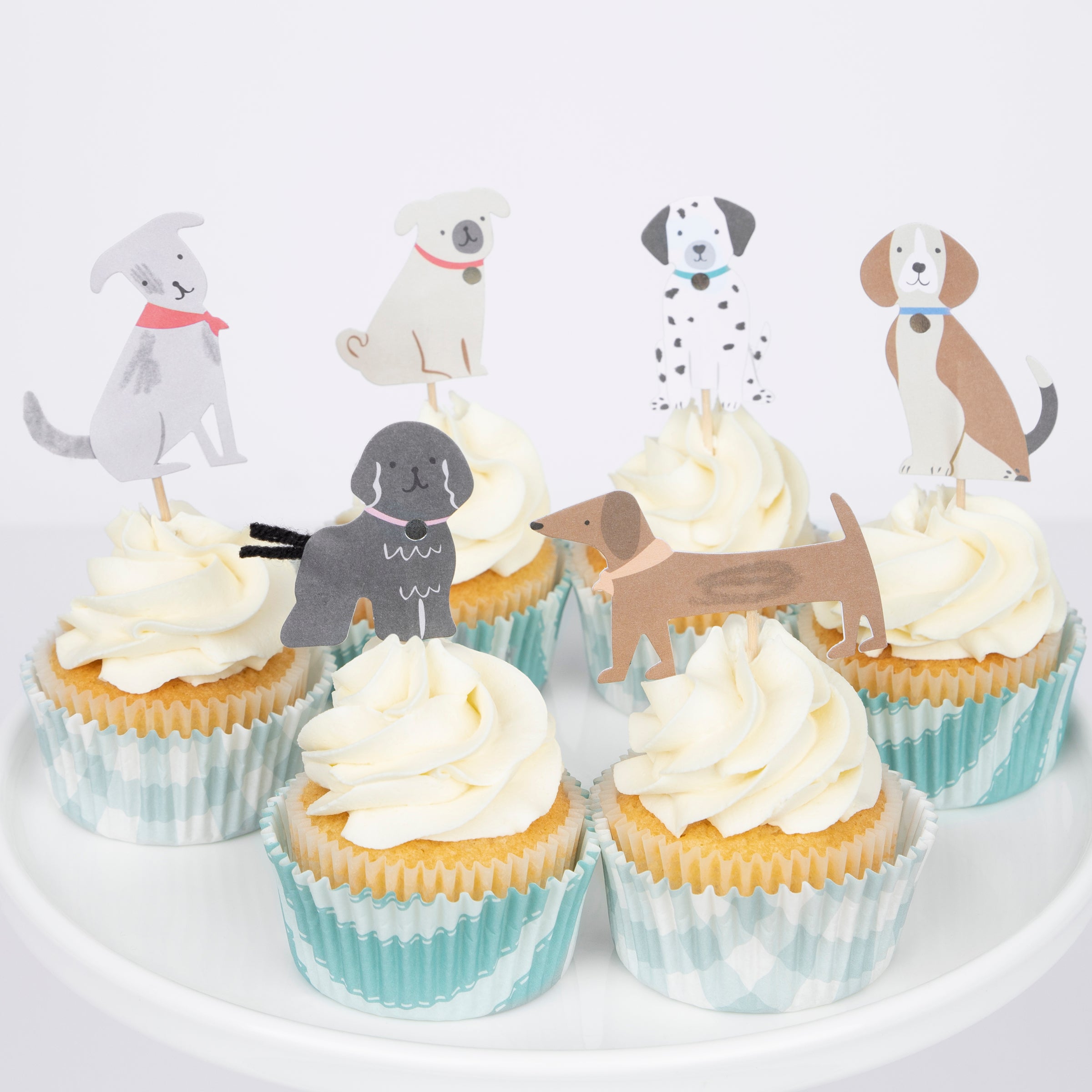 Our special cupcake toppers and cupcake cases are perfect to create birthday cupcakes for a dog birthday party.