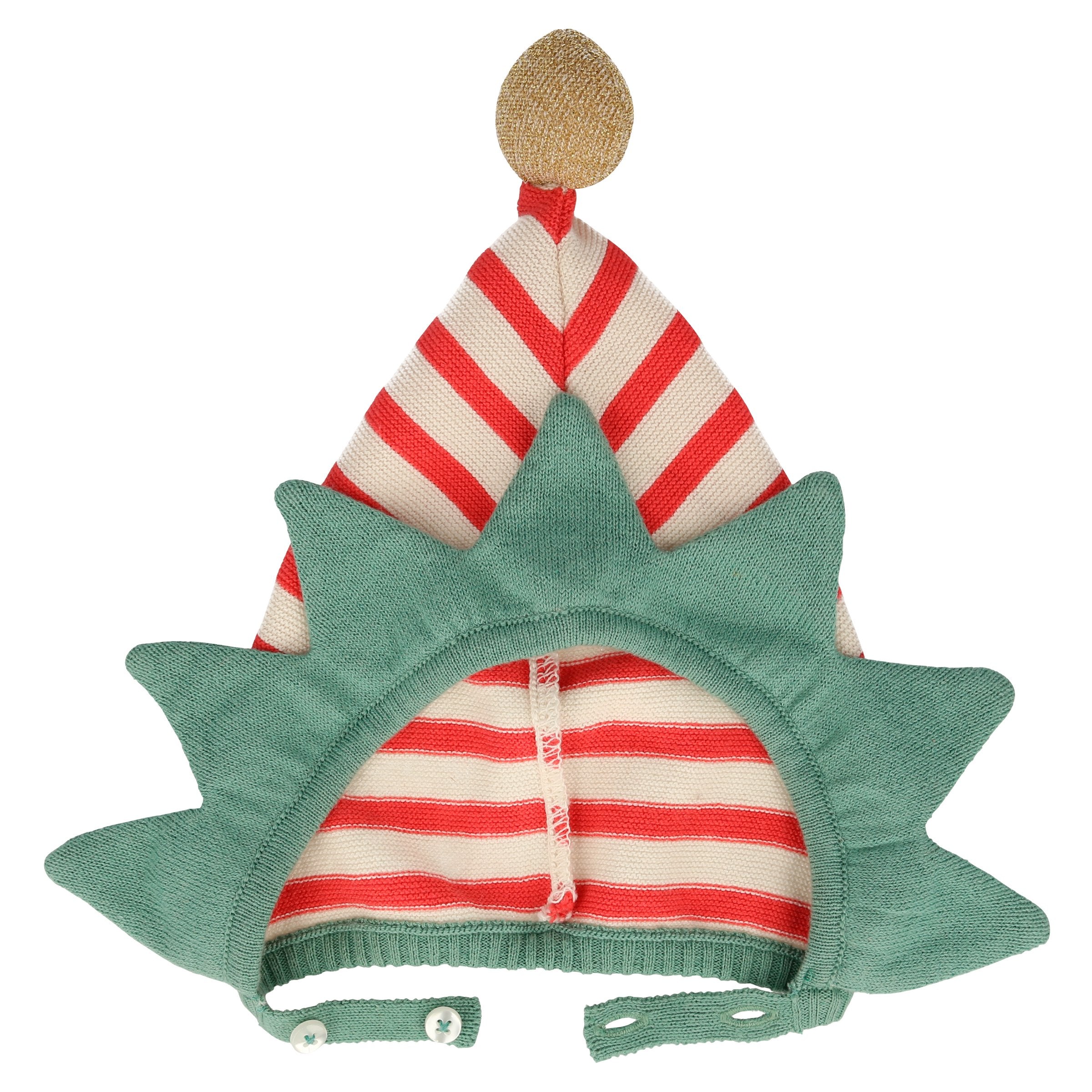 This organic cotton baby bonnet, with elf ears, is perfect as a baby Xmas outfit.