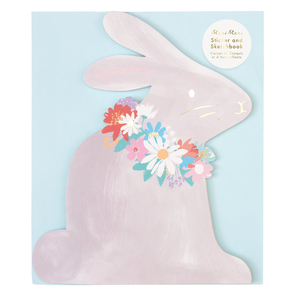 This bunny sticker books has 38 pages in total, with 32 colored pages, and 6 pages of springtime stickers and alphabet letters. Image1