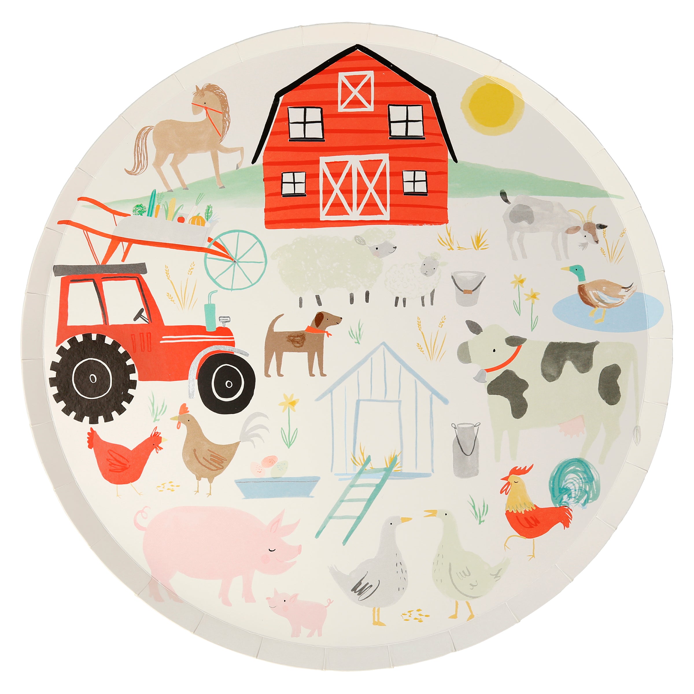 These paper plates,  with lots of farm animals and a big red tractor, are ideal for a farm birthday party.