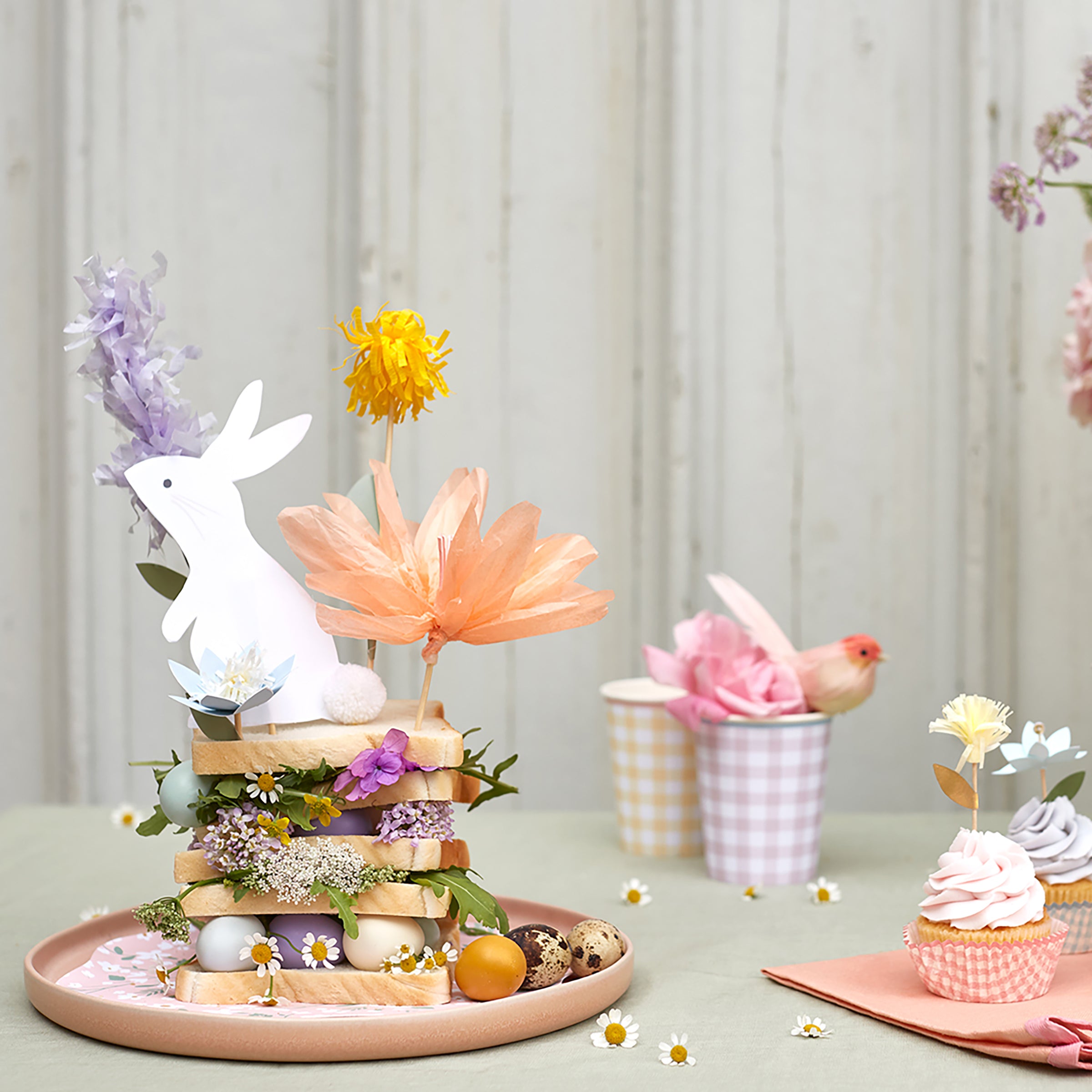  UXZEB Mini Bunny Cake Toppers Cute Candle for Meri
