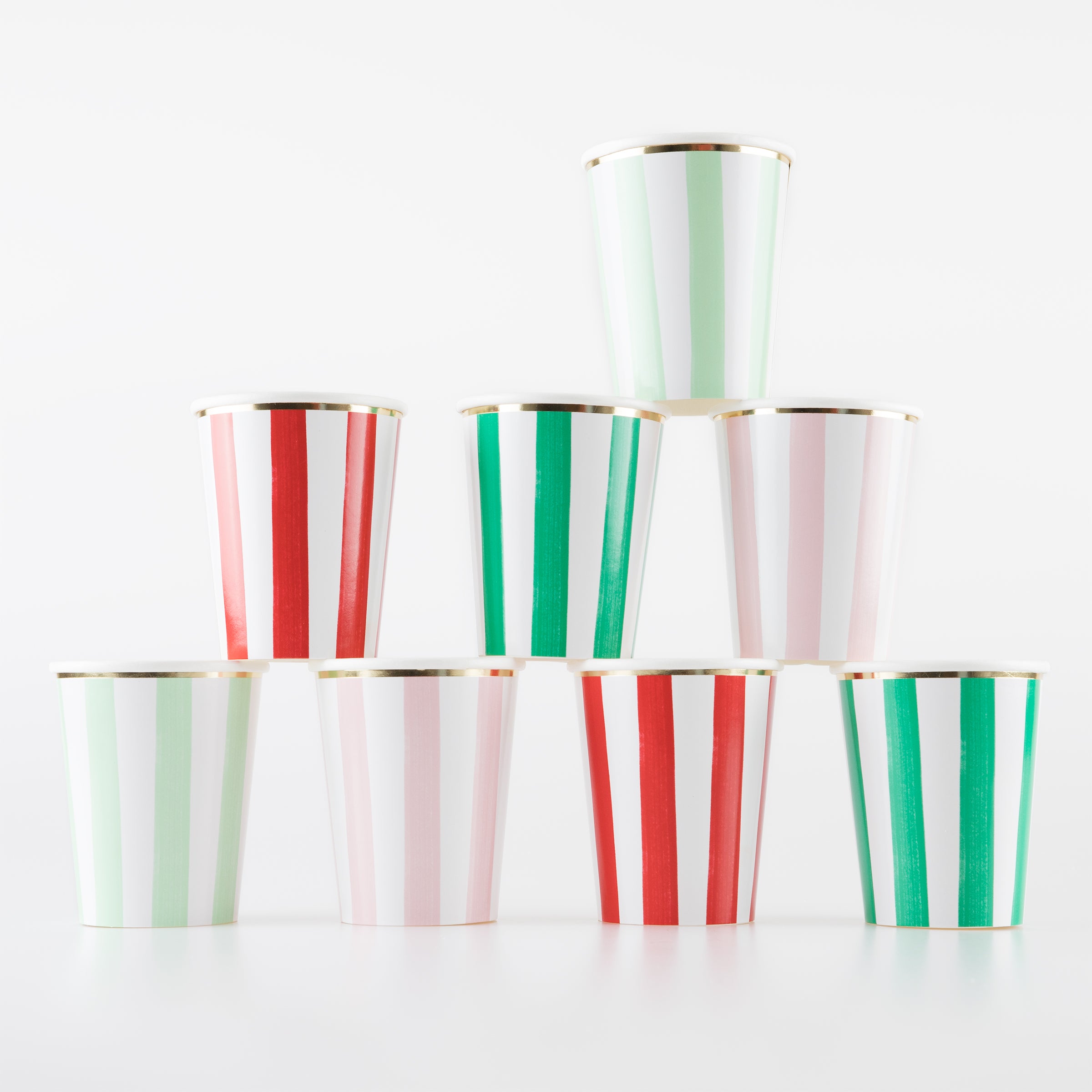 Our party cups, with sensational stripes, are perfect to add to your Christmas party supplies.