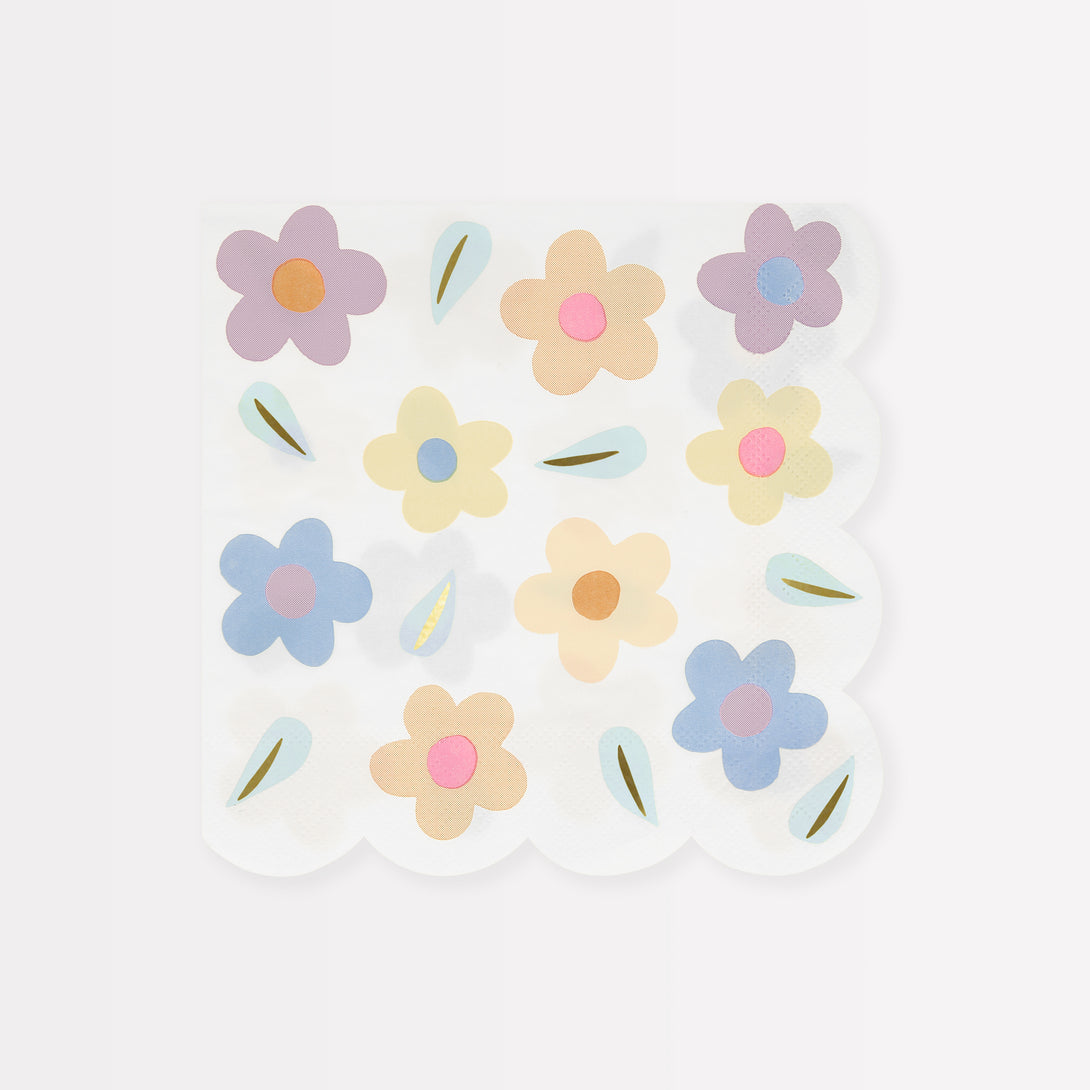 Our colorful flower party supplies, with flower plates, flower cups and flower napkins, are perfect for birthday parties or garden parties.