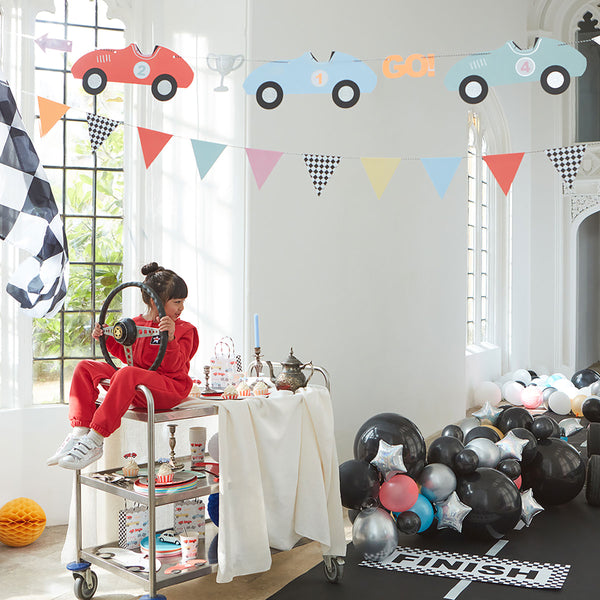 Our paper garland featuring classic race cars is perfect for a boys birthday party. Image2