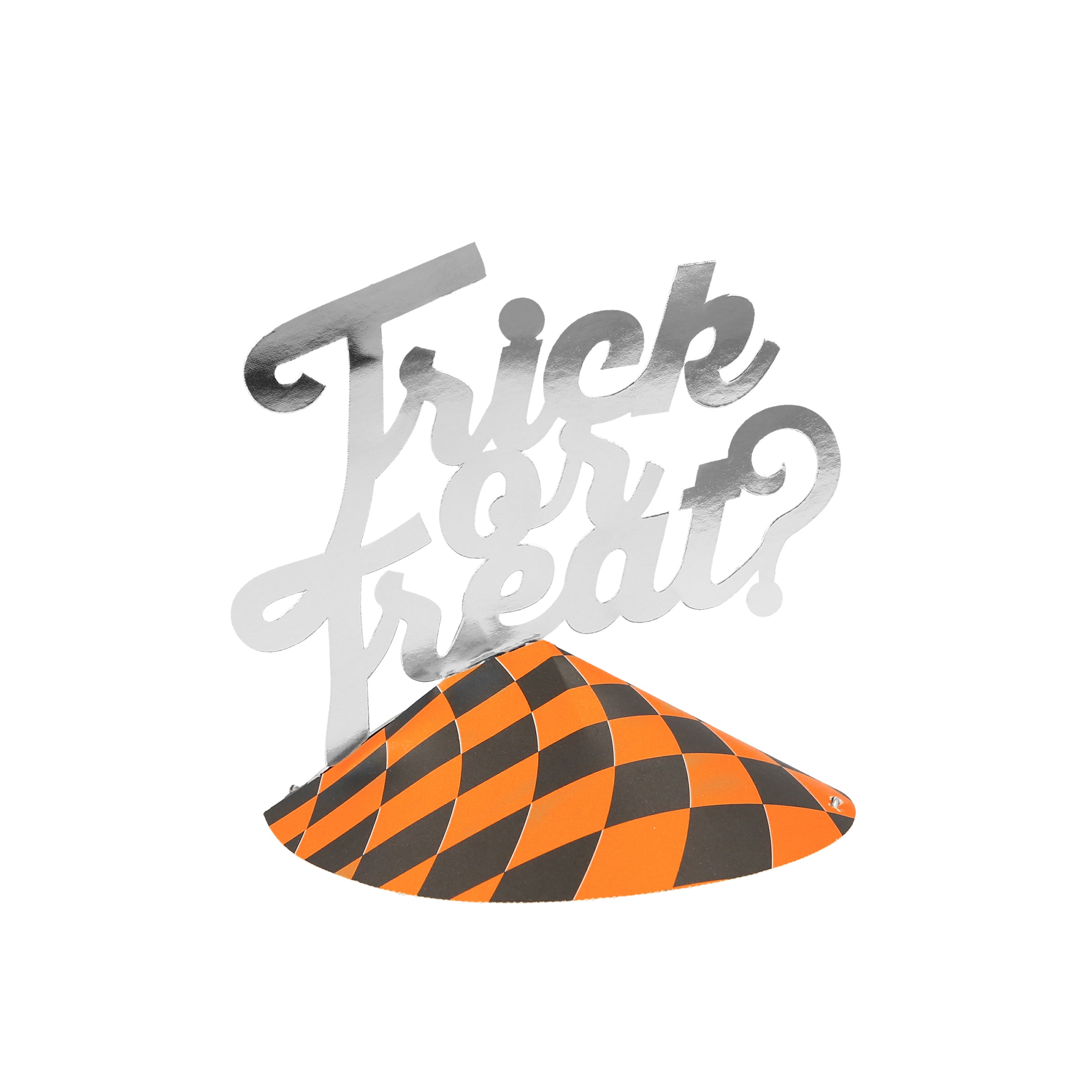 Our party hats, decorated with pumpkins, spiders and Trick or Treat? wording, are the perfect Halloween accessory.
