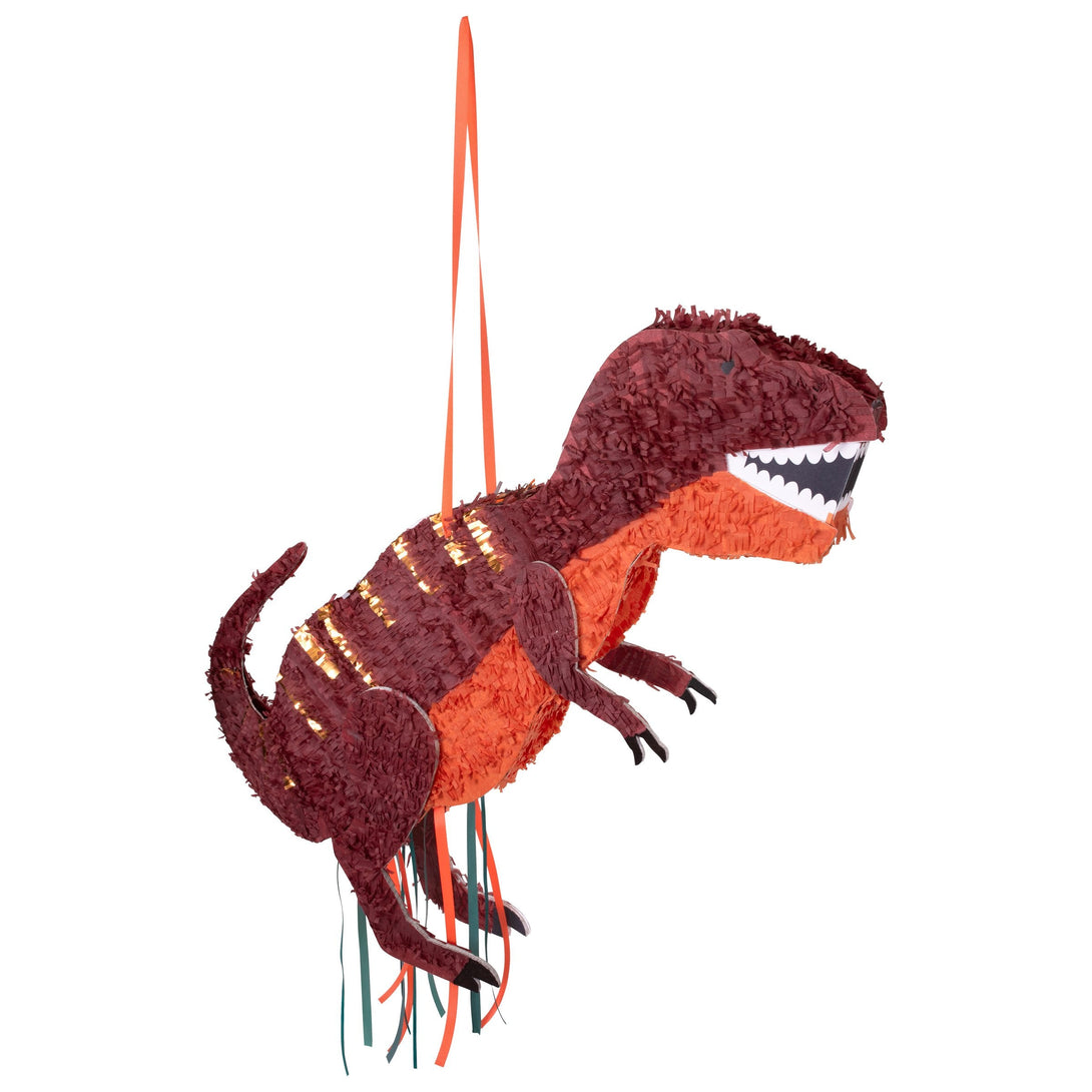 Our dinosaur piñata is crafted in the shape of a T-Rex, perfect to add to your dinosaur party supplies.