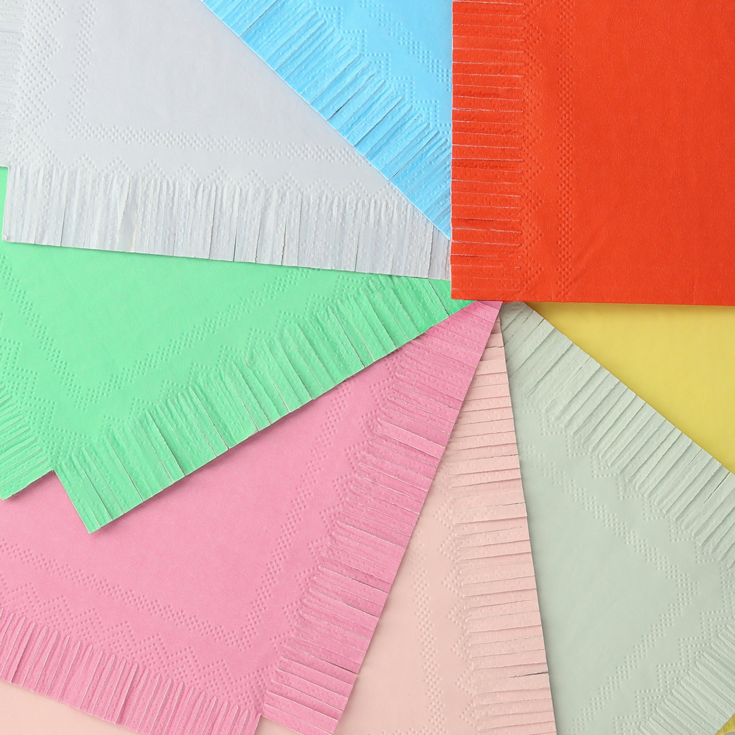 Our party napkins, in bright colors, are the ideal birthday napkins.